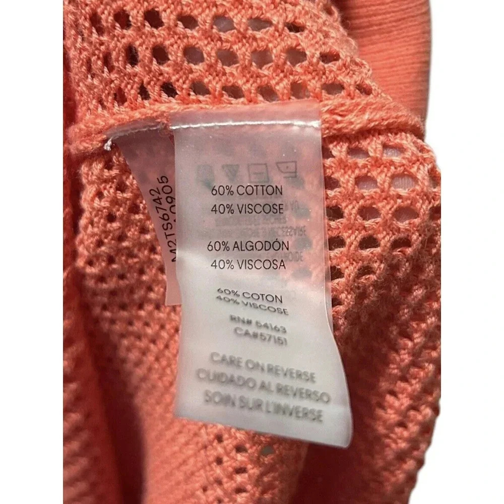 Calvin Klein Womens‎ Coral Mesh Logo Pullover Crewneck Sweater Top Size Large - Picture 6 of 6